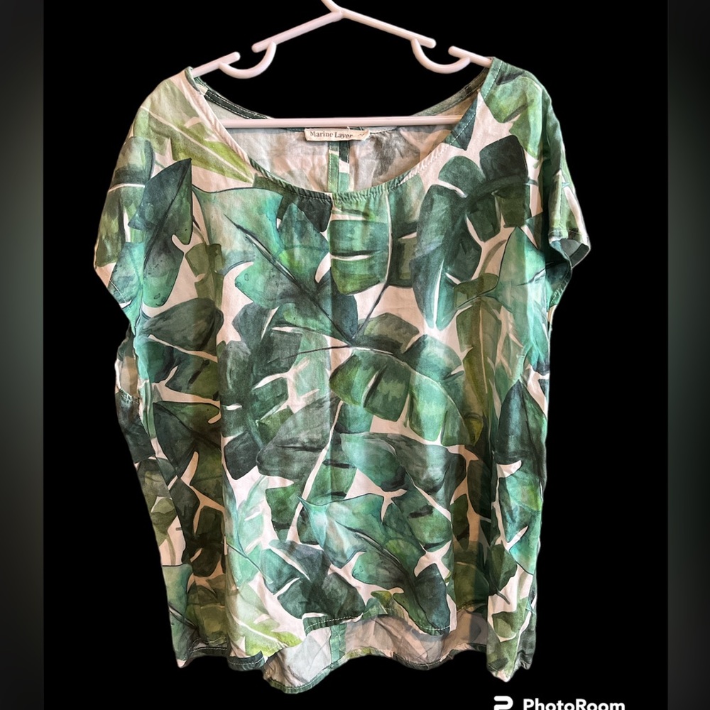 Vintage Marine Layer cropped tropical blouse